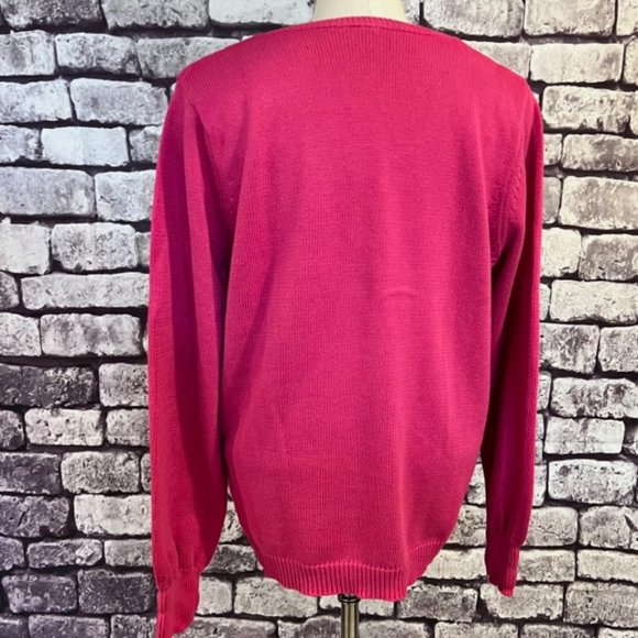 Izod Pink, White & Gray V-Neck Long Sleeve Argyle Front Pullover Sweater Size XL - Picture 6 of 9